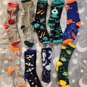 NWOT Set of 9 Space Themed Crew Socks
